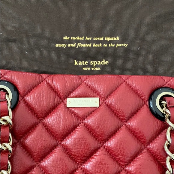 Kate Spade red quilted handbag w/ dust bag. - Picture 2 of 5